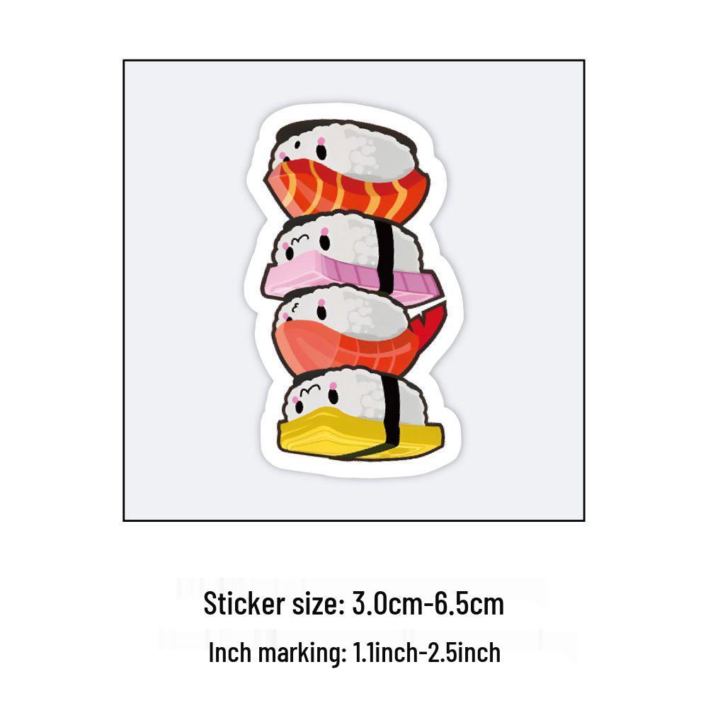 60 Waterproof Cartoon Sushi Rice Ball & Sandwich Stickers - Japanese Style Fun Food Sticker Album