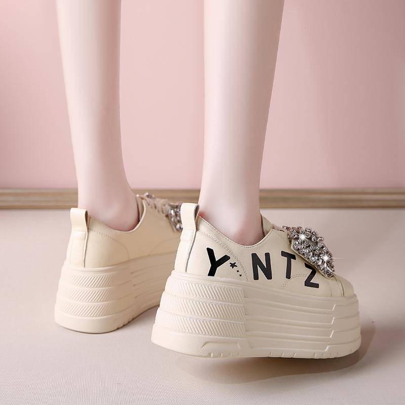 Fashion 8CM Ankle Boots Spring Women Fashion Bling Butterfly-knot Chunky Sneaker Vulcanize Autumn Motorcycle Platform Wedge Flats Shoes