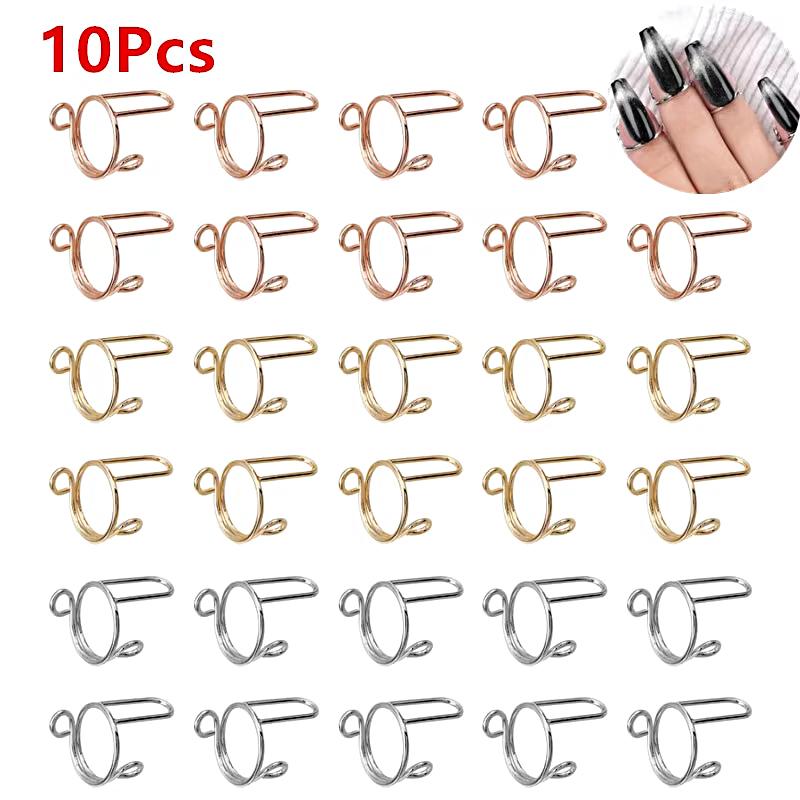 10 stk Metall Åpen Ring Falmer ikke Bruk Neglebasisringer Miljøvennlige Fingertuppringer Resirkulerbar Flerfarget