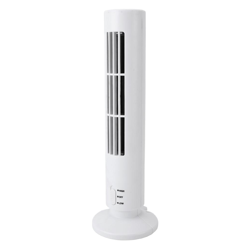Mini Tower Fan Bladeless Desk Fan Quiet Cooling 2 Gears USB Desktop Table Tower Fan for Office Bedroom White