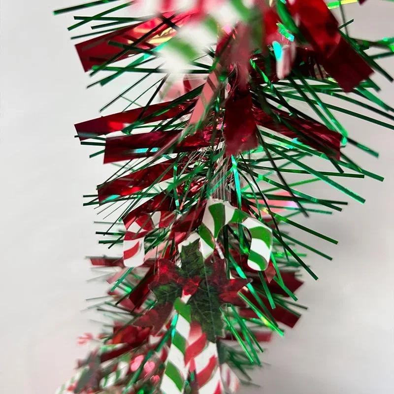 Ghirlanda di Natale 2M Decorazione per Feste Fai da Te Ornamenti per Albero di Natale Nastro di Canna Verde Corona Ciondolo da Appendere Forniture per Feste di Natale