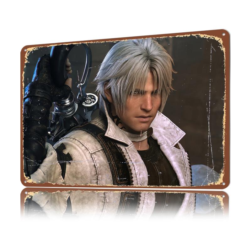 Fina Fantasy XIV Gunbreaker D Texture Printed Poster Custom Vintage Metal Tin Plate Sign for Wall Art Home Decoration Gaming