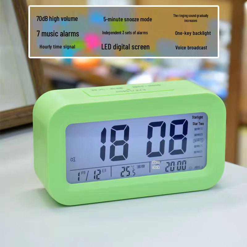 Smart Multi-functional Desktop Alarm Clock with Mute Mode and Long Battery Life