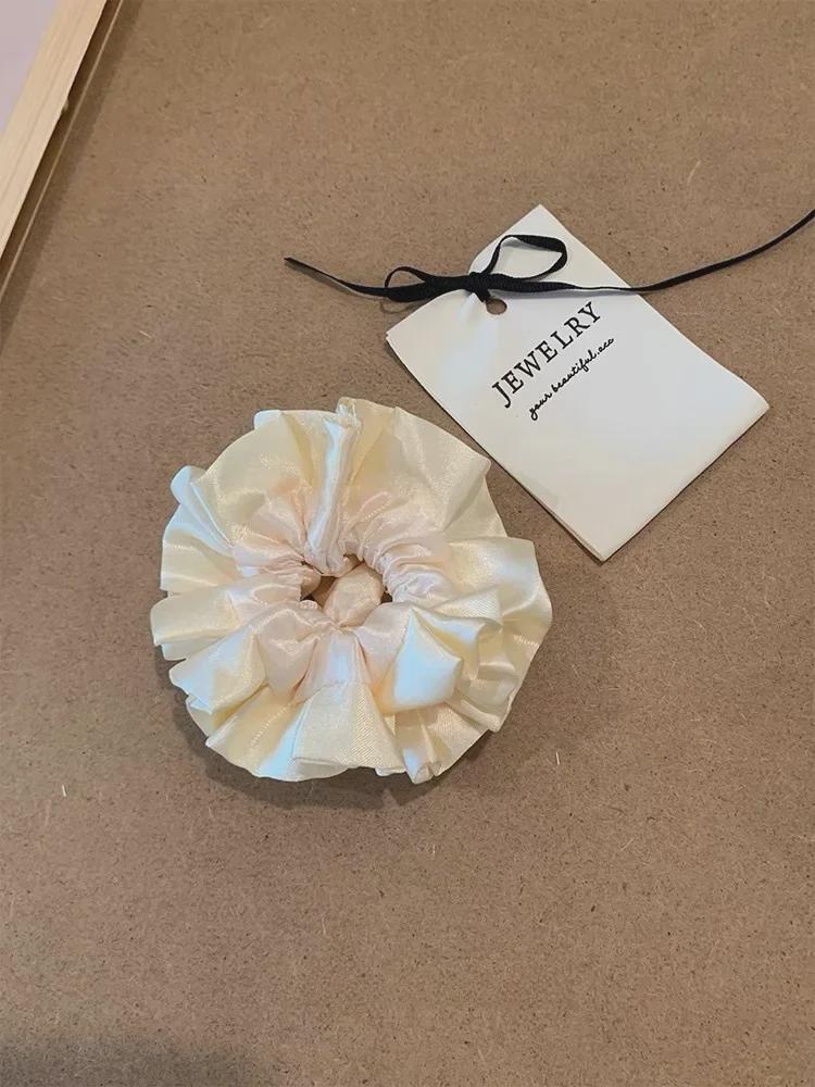 MONA Floral Satin Lace Hair Ring: Elegant French-Style Pleated Bun Accessory