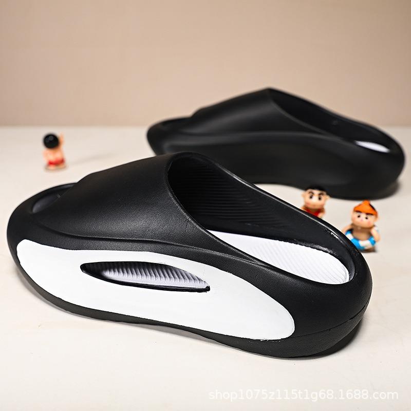 Summer new color matching non-slip thick-bottomed one-word sandals hollowed out comfortable casual beach mops