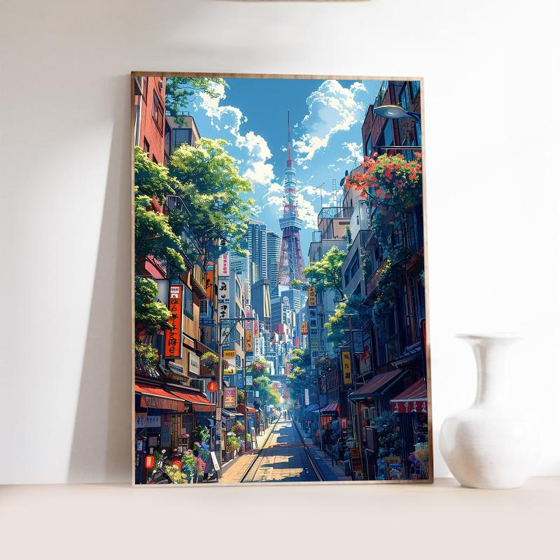 Manga Style Japanese Street Landscape Canvas Prints Night Hut Wall Art Posters for Living Room Coffee House Bar Home Decor Gifts