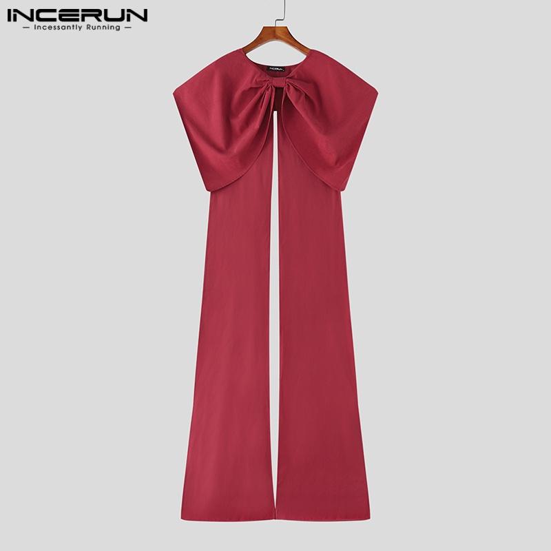 INCERUN Bărbați Fundă Nod Despicături Stil Șal Pelerine Lungi de Petrecere Paltoane Pelerină