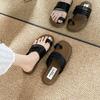 Mezzanine Roman Shoes Girl Summer 2025 New Fairy Wind Wear with Skirt Flat Bottom Square Head Set Toe Beach Cool Slippers