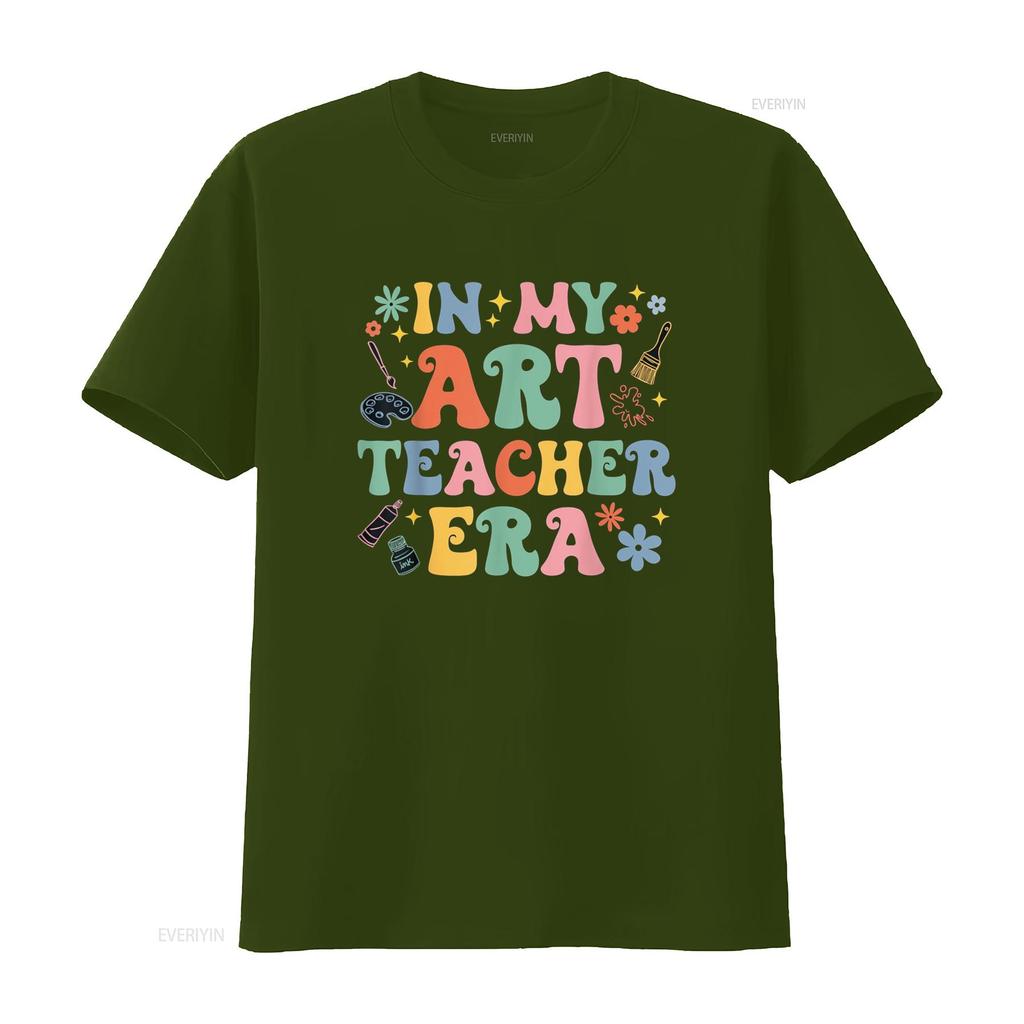 Groovy In My Art Teacher Era Back To School T Shirt Vintage Washed Designer Clothes Comfortable Streetwear Graphic Homme Unisex