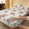 1 Cartoon Cute Animal Bear Printed Matte Fitted Sheet, Bedroom Printed Bed Cover, Bedding (Excluding Pillowcases)