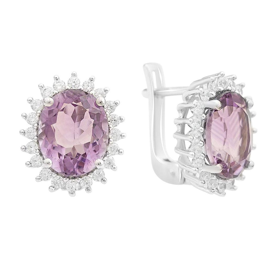 Серебряные серьги с натуральным аметистом 5.712ct (2163282)