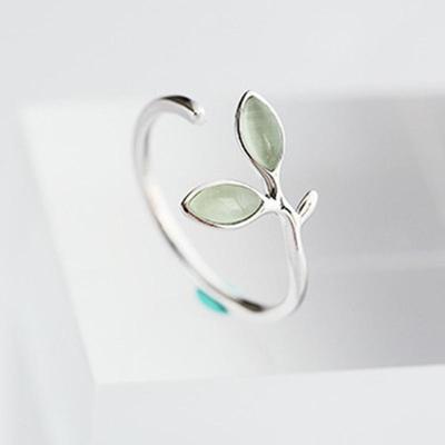 New Vintage Trend Leaf Opening Adjustable Women's Ring for Ladies Personality Daily Holiday Party Zircon Accessories