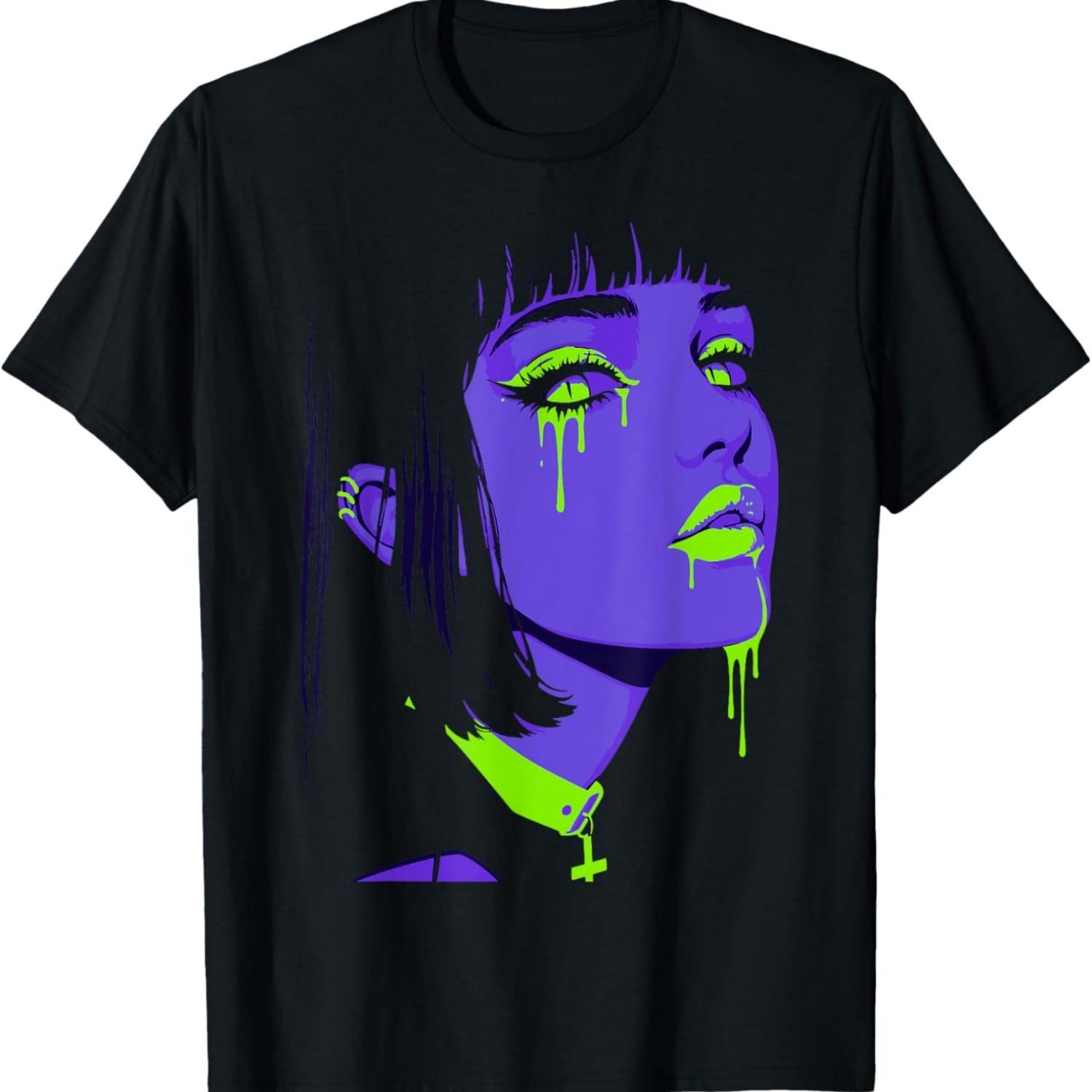 Киберготика Киберкор Гранж Панк Готическая Девушка Альтернатива Аниме Манга Футболка(9) S чёрный