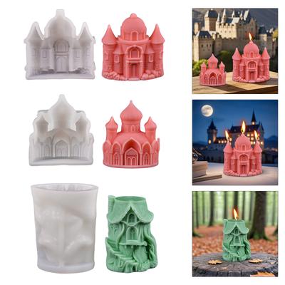 Stampo per Candela Castello 3D Ornamento Fatto a Mano Stampi per Colate Castello Antico Stampi in Silicone Stampi per Gessi Forniture per Artigianato