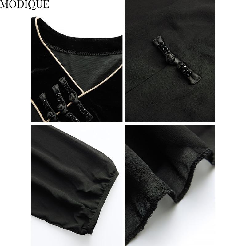 MODIQUE Spring Summer Plus Size New Women Loose Black Vintage Solid Blouse Shirts Female Casual Oversize Long Sleeve V-Neck Top