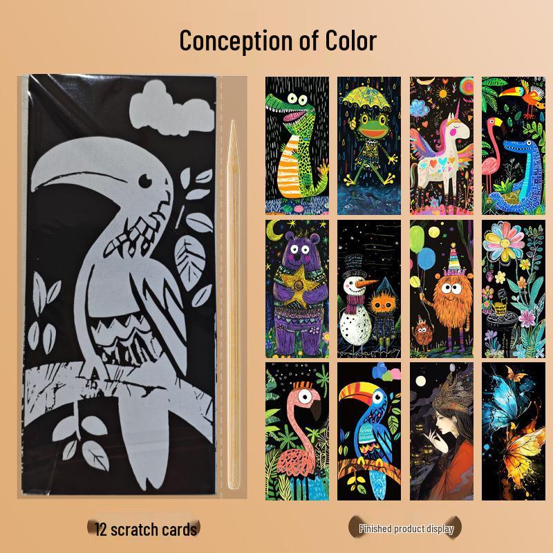 Bunte DIY Kratzbilder Haftnotizen für Kinder - Kreative Stressabbau Lesezeichen