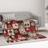 Christmas Red Plaid Soft Flannel Blanket Santa Snowman Xmas Tree Plaid Blanket For Bed Kid Adult