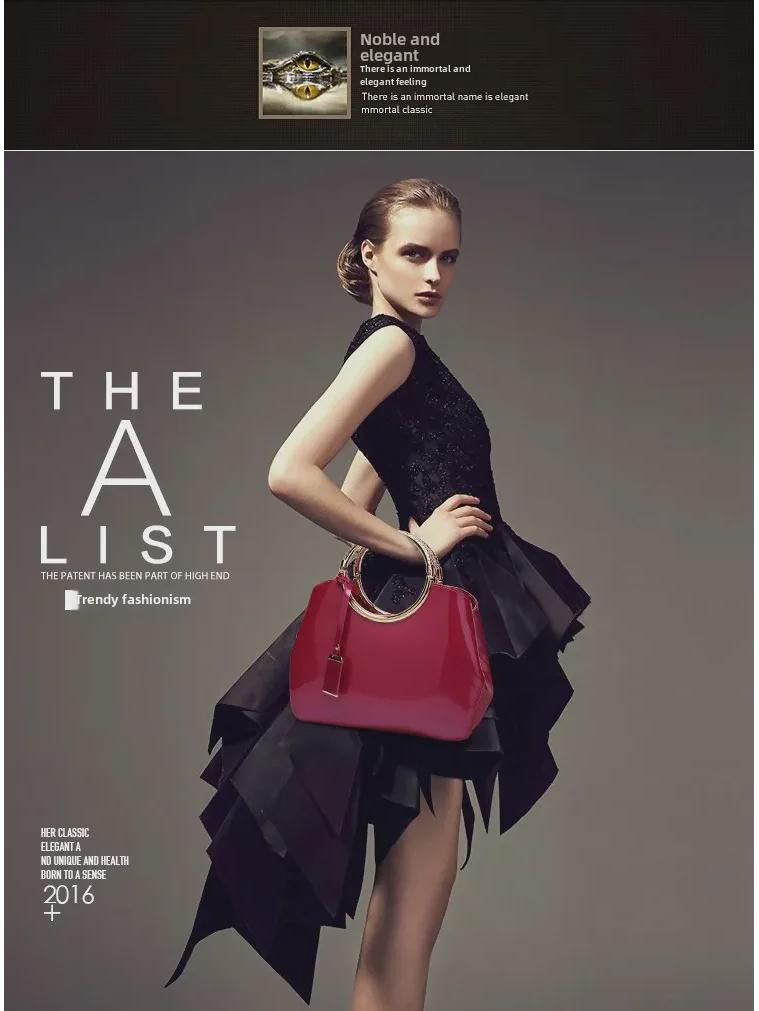 2019 Women's Shiny Patent Leather Shoulder Bag - European & American Fashion, Textured Handbag, Large Capacity
