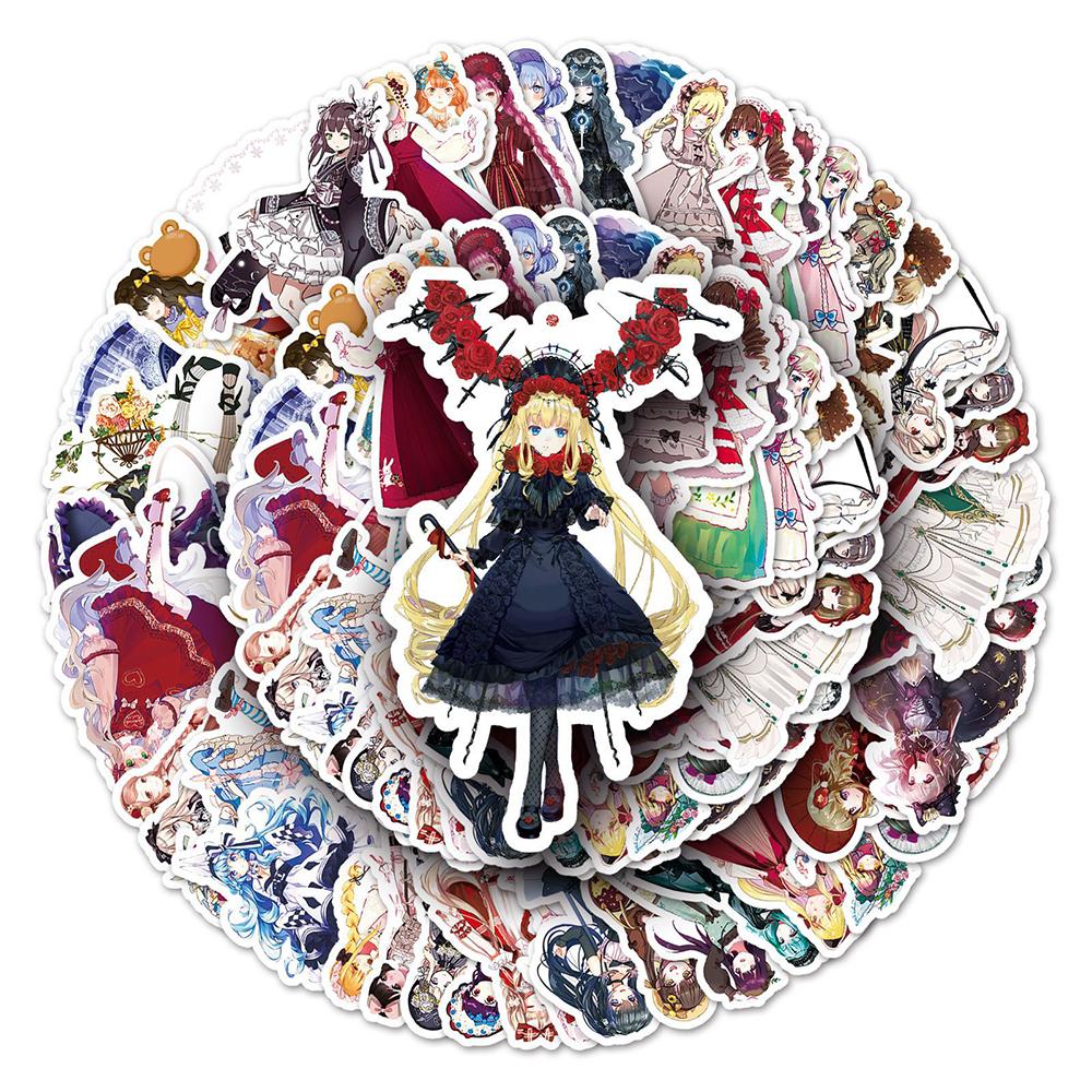10/30/50pcs Kawaii Anime Lolita Girl Stickers Cute Dress Up Aesthetic Decals DIY Skateboard Phone Laptop Car Cartoon Sticker Toy