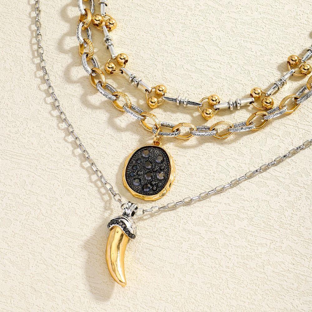 Advanced Sense Multilayer Necklace Exaggerated Sweater Chain Choker Clavicle Chain  Party