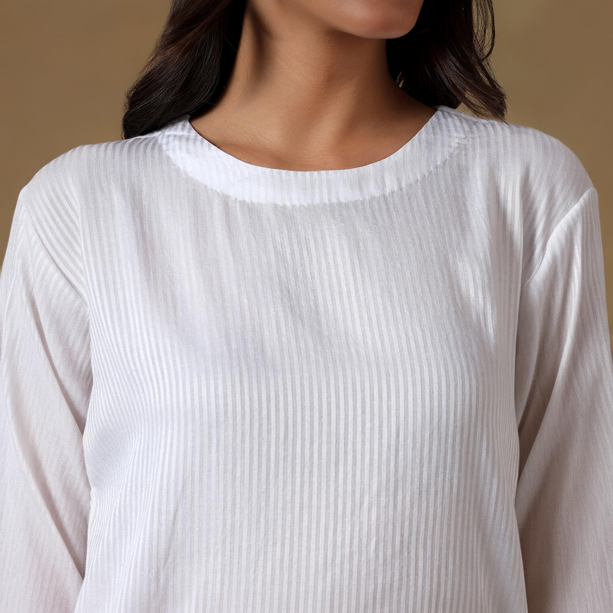 White Freesize Lucknowi Chikankari Box Top S белый