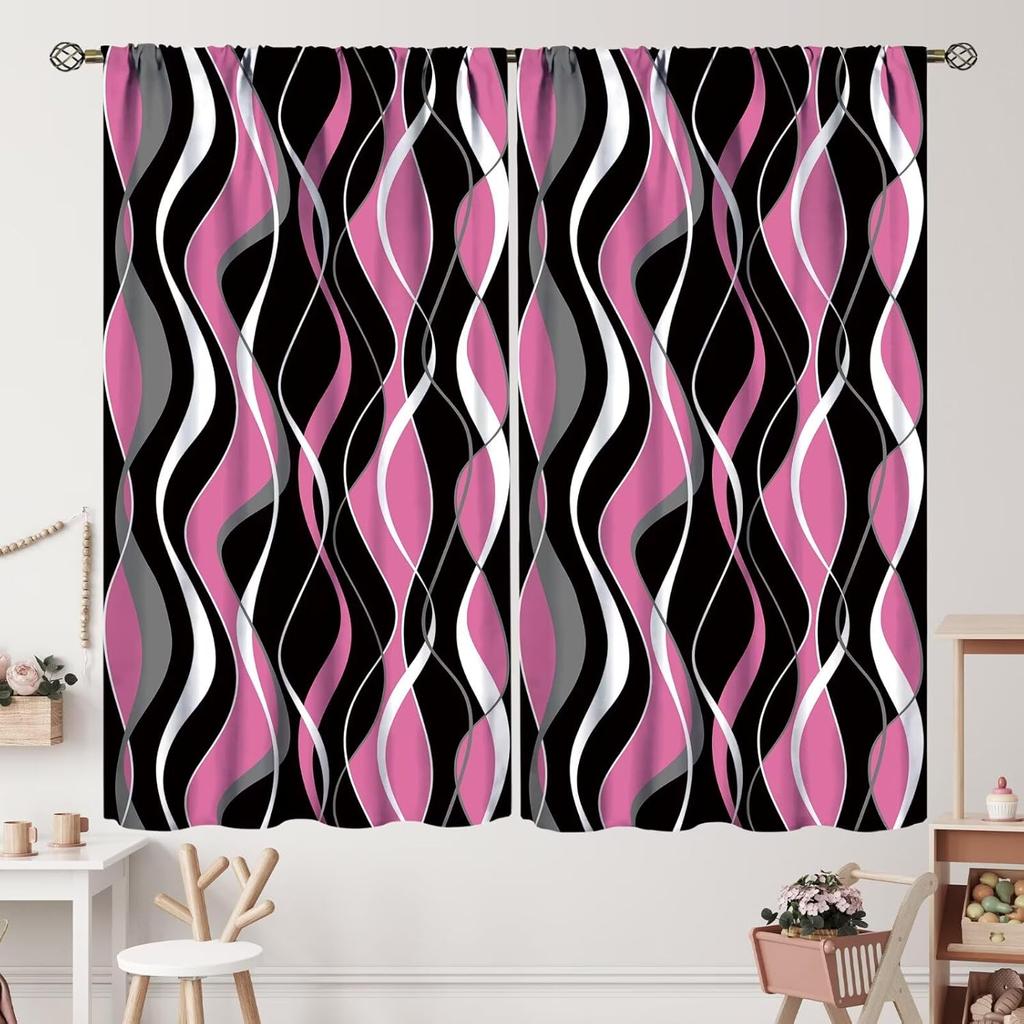 Red White Striped Curtains Vertical Stripe Geometric Modern Chic Style Curtain Bedroom Living Farmhouse Made Of Polyester Window Treatment