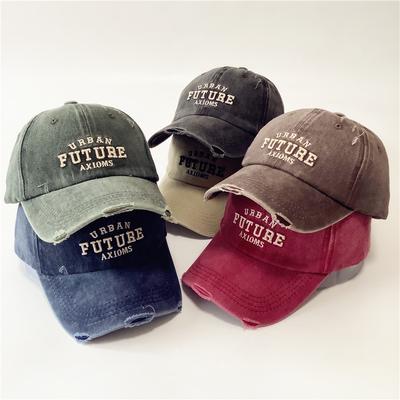 Retro-Baseballkappe im alten Stil für Damen und Herren, amerikanisches Design mit zerrissenen Buchstaben, kleine Sonnenkappe, die das Gesicht freigibt