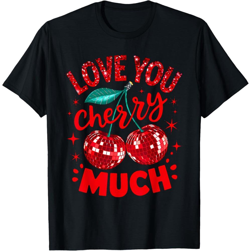 I Love You Cherry Much Funny Valentines Day Couple Groovy Cotton Men T Shirt M чёрный