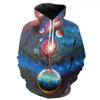 Bright Solar System Galaxy Fleece Hoodie, Men's Thick Warm Autumn Winter Sweatshirt, Colorful Planet Starry Sky Pullover for Dreamy Space Style