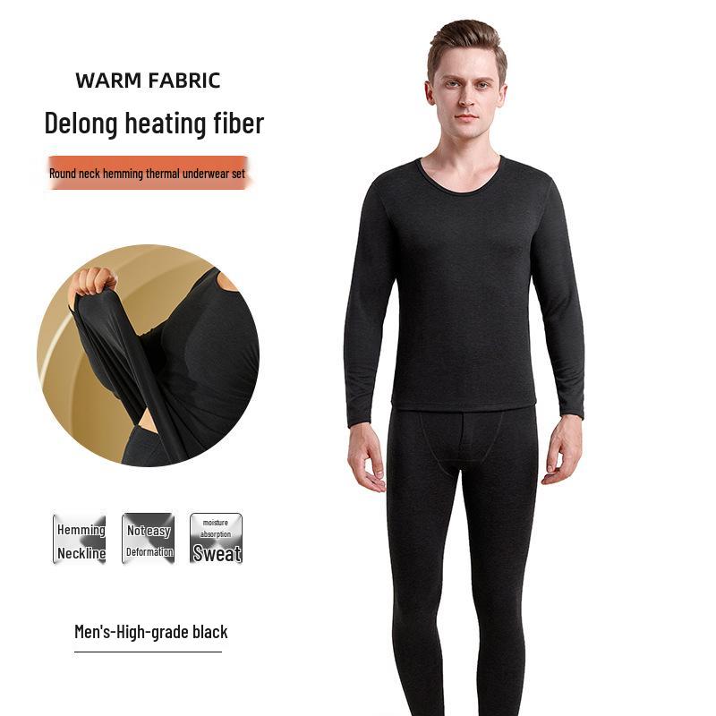 Damski i Męski Zestaw Bielizny Termicznej z Niemieckiego Aksamitu - Bezszwowy, Elastyczny, Okrągły Dekolt, Kolorowy, Dwustronnie Szczotkowany, Odzież Jesienna