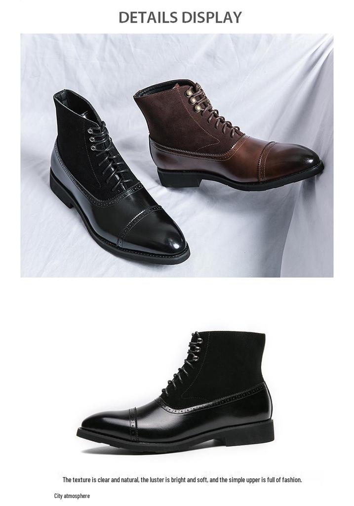 Men's Retro Lace-up High-top Leather Boots - Plus Size Spring/Autumn Fashion Casual Shoes