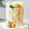 Gadpiparty Wedding Decorations 10pcs Cross Cake Toppers Acrylic Crossing Cake Decorations Baptism Cupcake Picks Golden Dessert Inserts for Baby