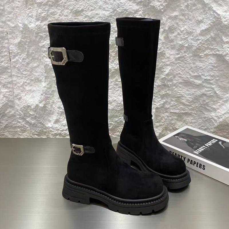 Fashion Flats Women High Boots Suede Winter Designer Shoes Fashion Casual Woman's Boots 2025 New Dress Brand Goth Mujer Chelsea Botas