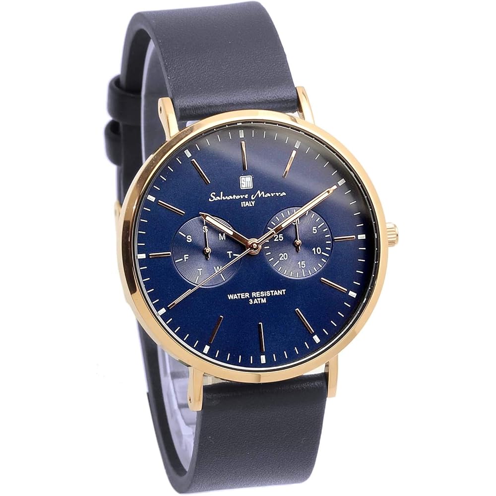Salvatore Marra Unisex Quartz Watch with Calendar Navy Rose 40mm