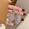 Light luxury heavy industry full diamond zircon earrings, oval cut dinner party style long bride earrings