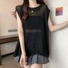 Hollow Knit Vest for Summer Mid To Long Style Paired with Round Neck Sleeveless Vest and Camisole Top for Outerwear