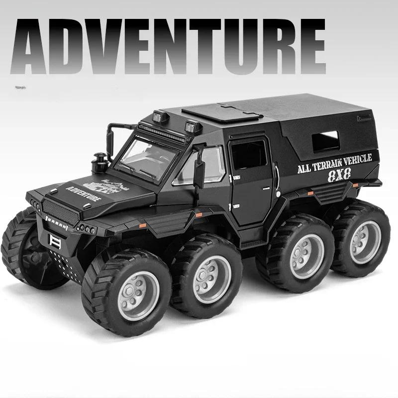 

1/32 Russian Avtoros Shaman 8x8 ATV Alloy Model Toys Car Simulation Metal Diecast Sound And Light Vehicles Boys Collection Gifts чёрный
