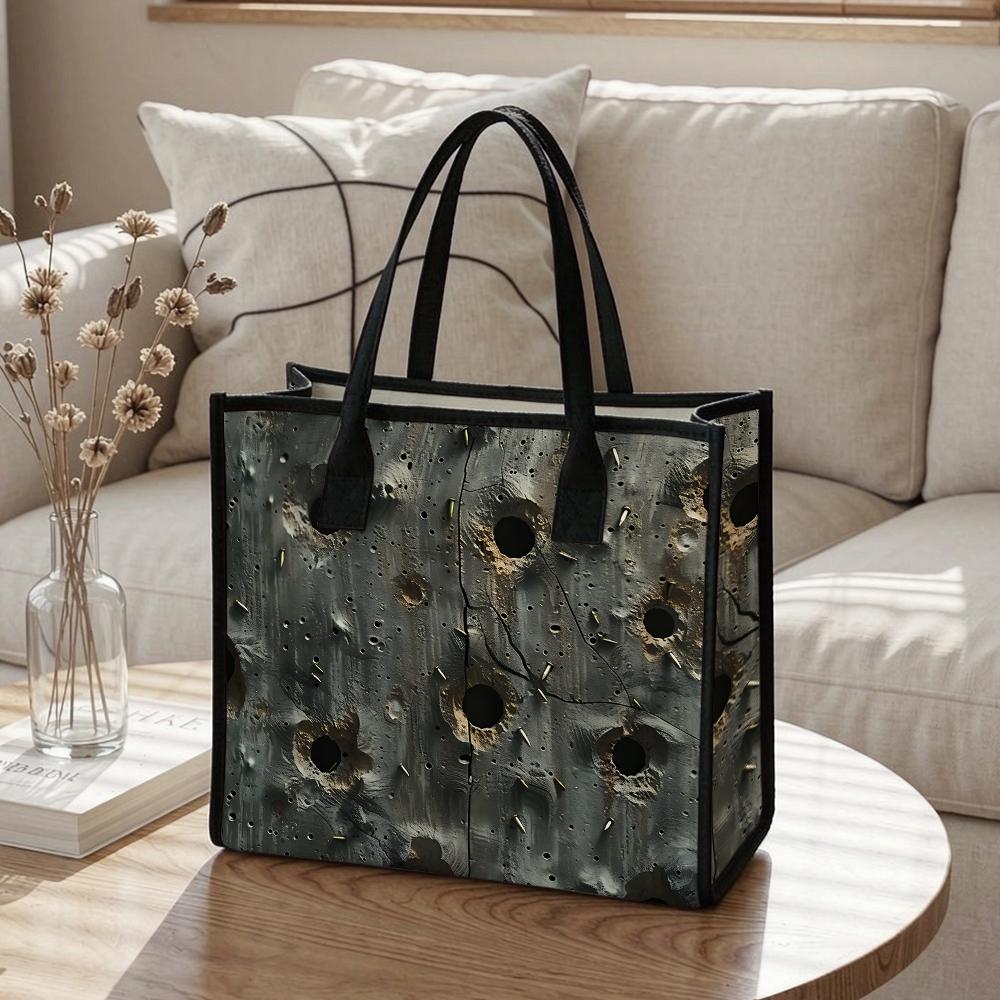 Cool Bullet Hole Print Tote Bag Casual Stylish Large Capacity Daily Handbag