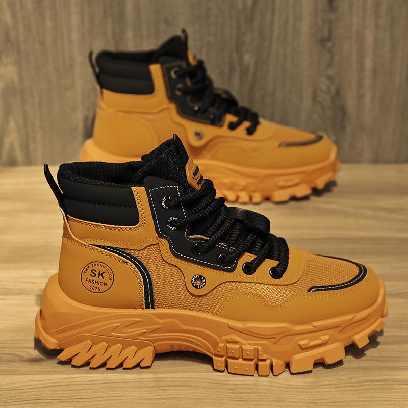 

Autumn and winter men s shoes non-slip sports site work height increase labor insurance shoes tooling Martin boots outdoor hiking shoes 39 хакі