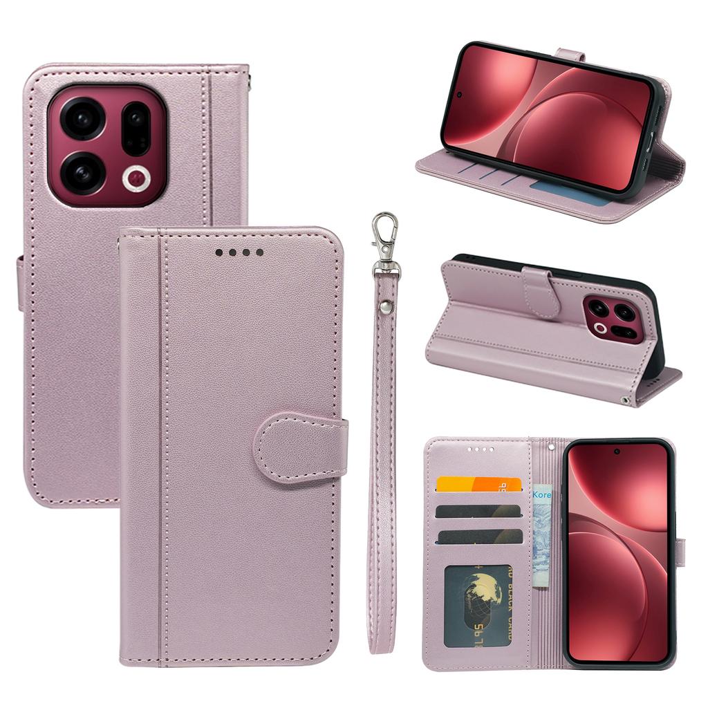 For Oppo Find X9 5G Wallet Case Magnetic Snap Leather Phone Cover with Strap