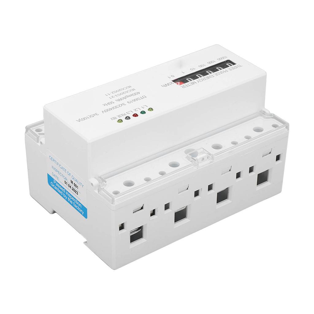 Electric Meter Din Rail 3 Phase 4 Wire KWh Energy Electricity Power Consumption Wattmeter 230V 400V