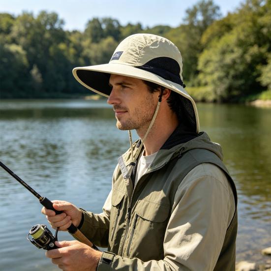 Sun Hat Adjustable Drawstring UPF 50+ Breathable Mesh Sides Quick-Dry Lightweight Collapsible Travel Hat