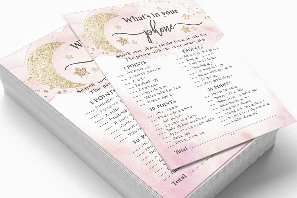 Inkdotpot 50A  Advice CardsA  For Baby Shower Game Glitter Star Advice For New Mom & Dad Gender Reveal Boy Or GirlA  Party