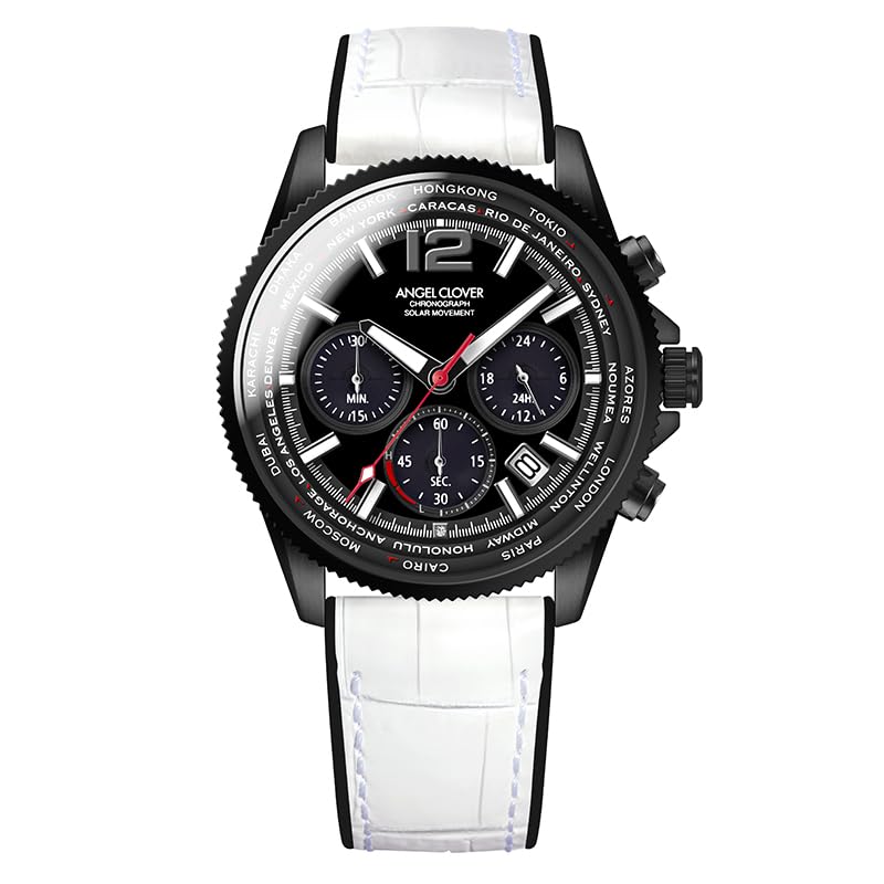 Angel Clover Men's Watch MOS42BBK-WH Mondo Solar