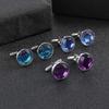 Simple round gemstone cufflinks for women, fashionable and unique, trendy Austrian diamond shirt cuff studs.