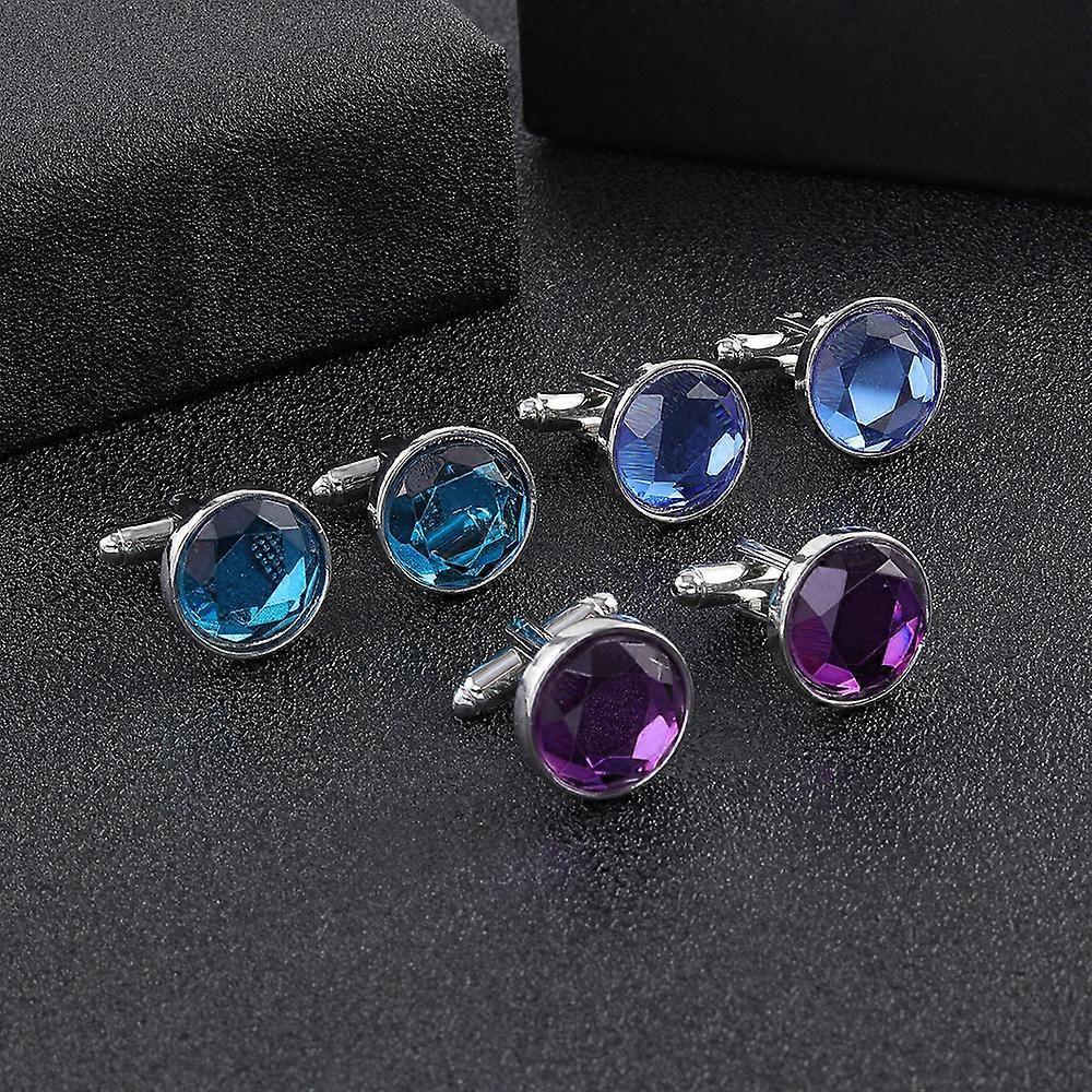 Simple round gemstone cufflinks for women, fashionable and unique, trendy Austrian diamond shirt cuff studs.