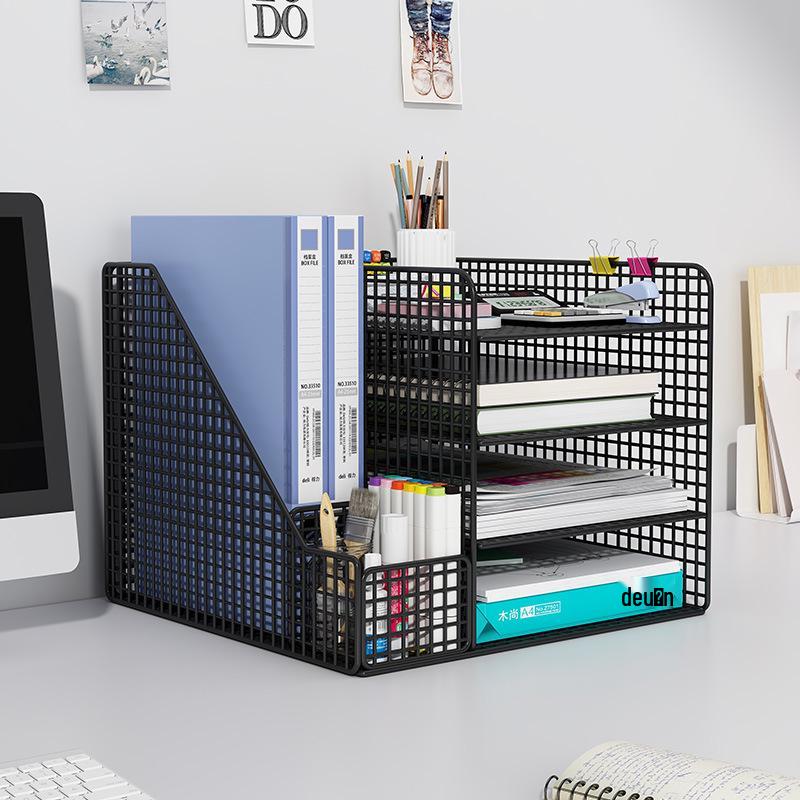 Multilayer Desktop Organizer: File Storage Rack & Office Supplies Set