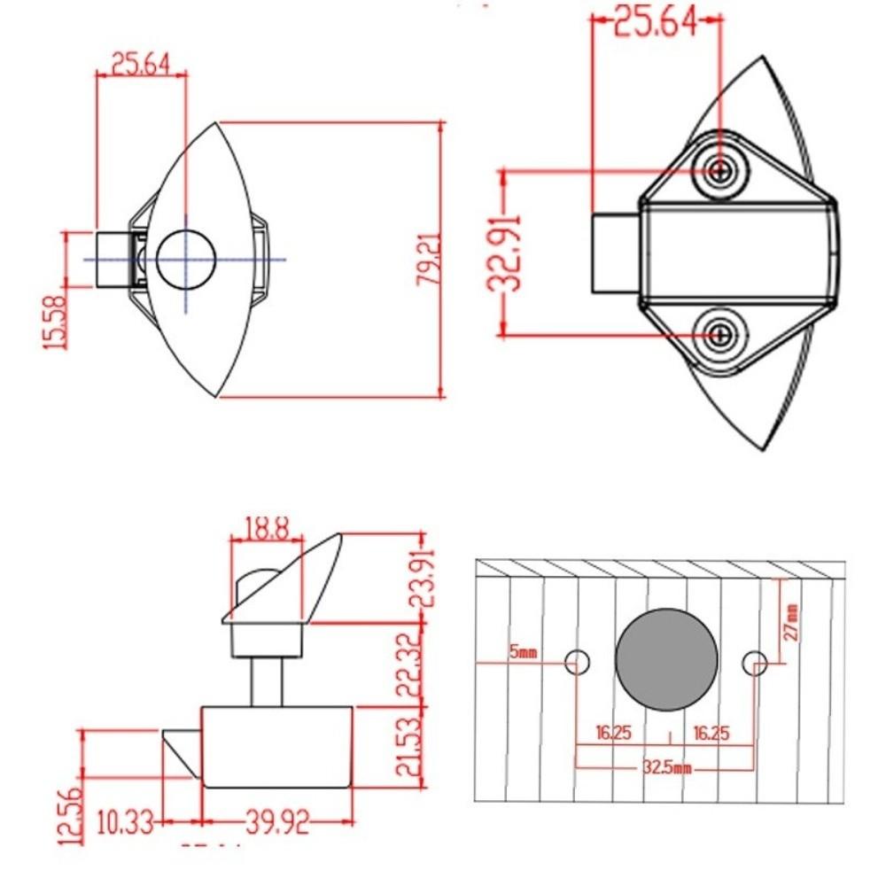 Easy Installation 14-16mm Drawer Push Lock Button Lock Push Locking Device Cabinet Door Lock Wooden Cabinet Door