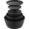 Yamazaki Tilted Mixing Bowl 5-Piece Set Microwave Safe Black S Tower Dishwasher Lid 1394