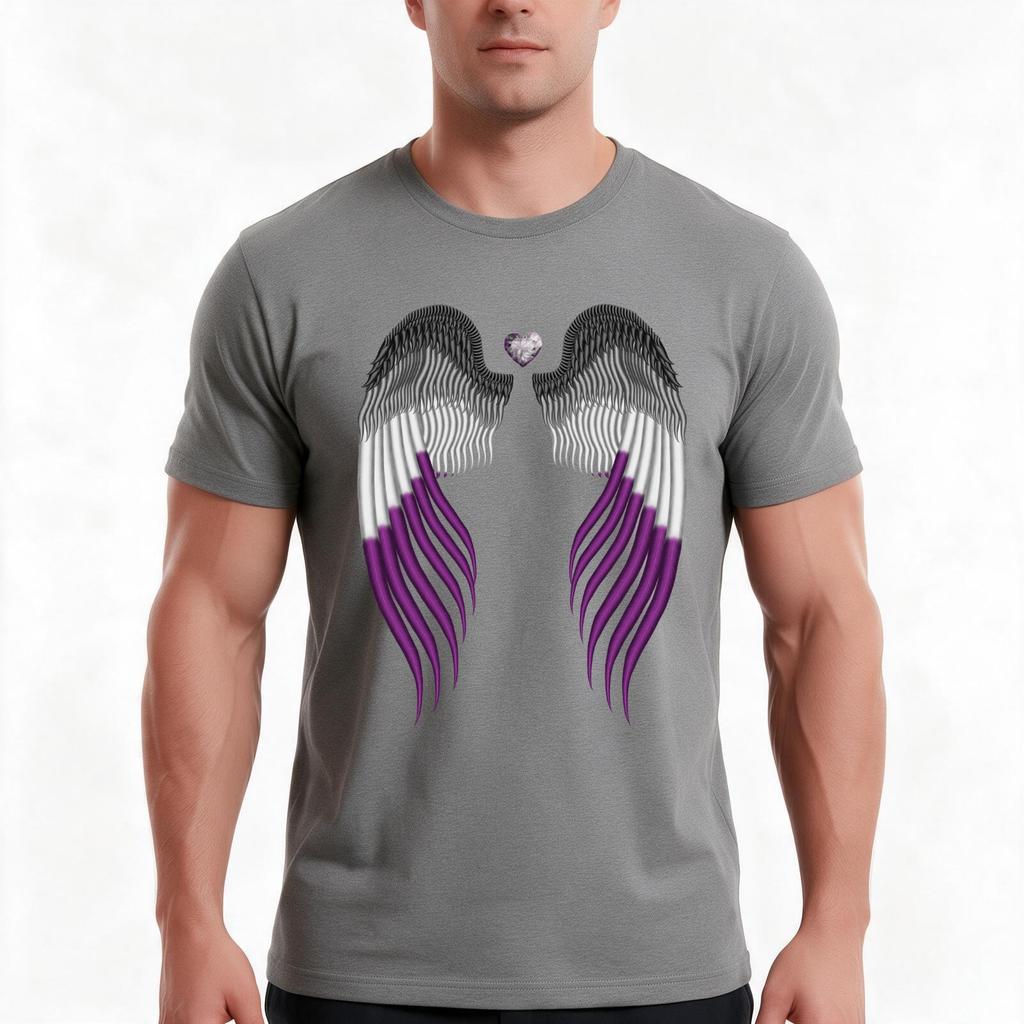 Asexual Pride Wings Tshirt Summer Casual Cotton Tee Oversized Streetwear Tops Vintage Graphic Print Loose Fit Short Sleeve